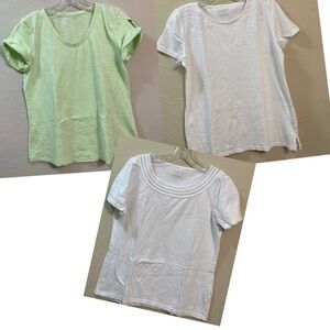 Talbots Tees Short Sleeve Cotton Pullover Tops Petite Medium Bundle Of Three